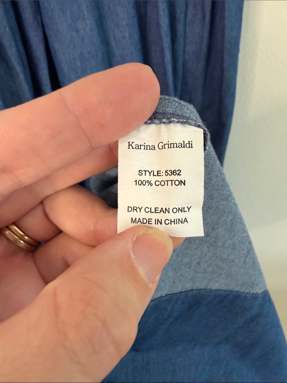 Karina Grimaldi Josephine Denim Midi Dress Denim Smocked Corset Cotton Medium - Picture 9 of 9